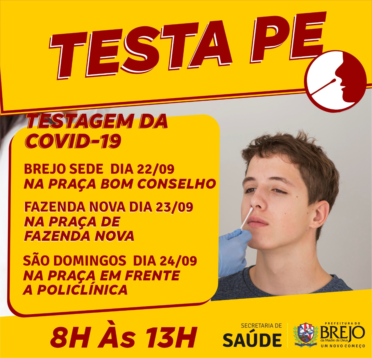 Teste de COVID-19 – Dias 22, 23 e 24/09/2021