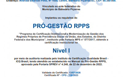 CERTIFICAÇÃO DO IPRESP NO PRÓ-GESTÃO